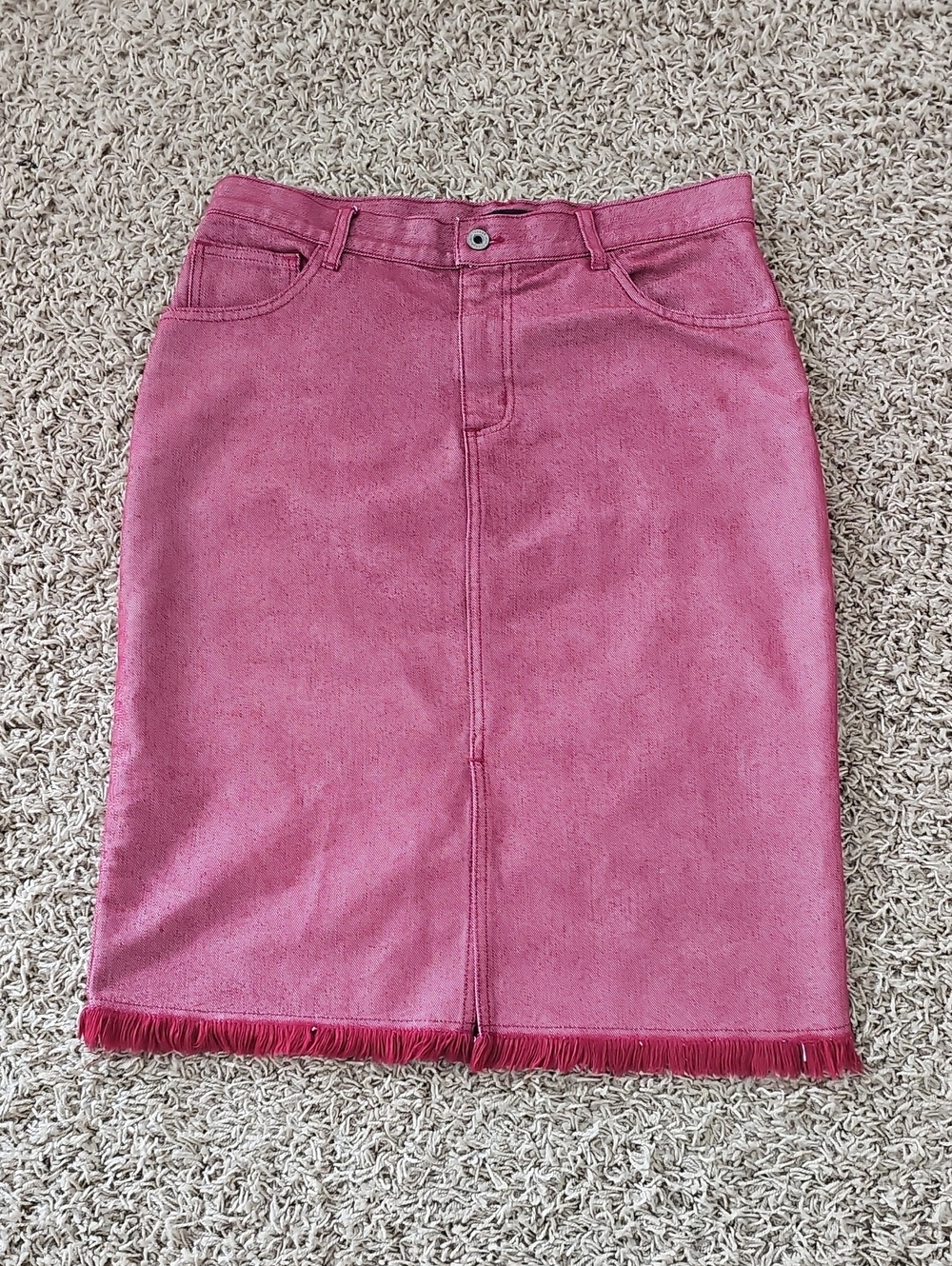 For Joseph Midi Denim Skirt Jean Raw Hem 30/Medium Cotton Blend